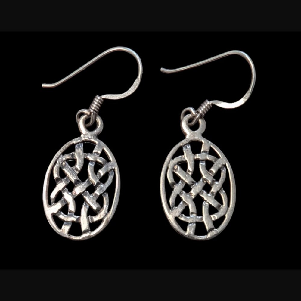 925 Sterling Silver 1.25" Long Celtic Knot Earrings